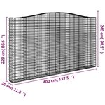 vidaXL Paniers à gabions arqués 2 Pièces 400x30x220/240 cm Fer galvanisé