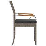 vidaXL Chaises de jardin avec coussin 4 Pièces Gris et Gris foncé