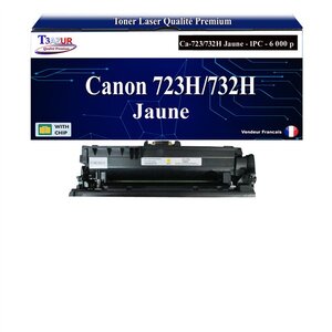 T3AZUR -Toner compatible avec Canon 723H / 732H pour Canon LBP-7750Cdn  LBP-7780Cx Jaune - 6 000p