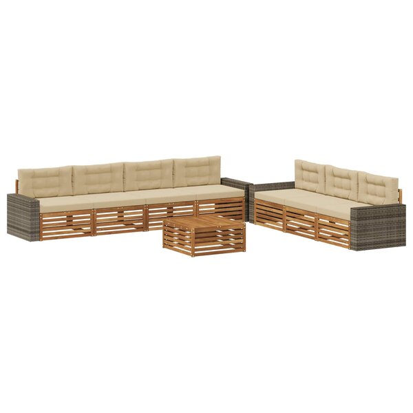 vidaXL Ensemble de canapés d'extérieur 8 pc Naturel et Beige Polyester