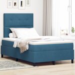 vidaXL Lit à ressorts avec matelas & LED bleu foncé 120x200 cm velours