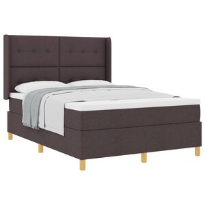 vidaXL Lit à ressorts avec matelas Marron foncé 140 x 200 cm tissu