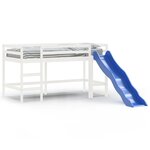 vidaXL Lit mezzanine enfants toboggan blanc 90x190 cm bois pin massif