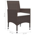 vidaXL Ensemble de salle à manger de jardin 3 Pièces Marron