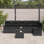 vidaXL Ensemble de canapé de jardin avec coussin 7 Pièces Noir Poly rotin