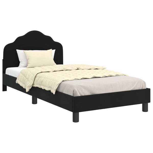vidaXL Cadre de lit pour enfants avec tête de lit Noir 90 x 190 cm