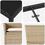 Ensemble 5 pièces de salle à manger de jardin beige poly rotin