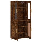 vidaXL Buffet haut Chêne fumé 69 5x34x180 cm Bois d'ingénierie
