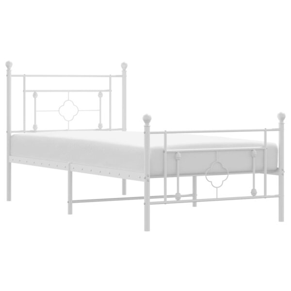 vidaXL Cadre de lit métal sans matelas et pied de lit blanc 100x190 cm