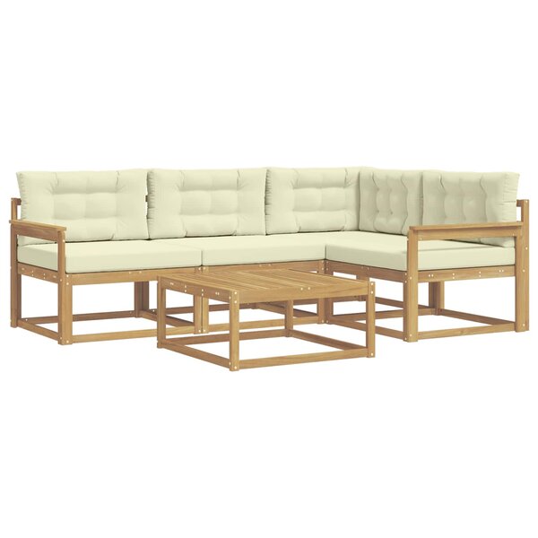 vidaXL Ensemble de canapés d'extérieur 5 pc Blanc et crème Polyester