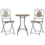 vidaXL Ensemble de bistro mosaïque terre cuite blanc fer et céramique