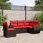 vidaXL Salon de jardin avec coussins 5 Pièces marron résine tressée