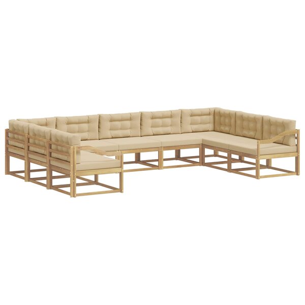 vidaXL Ensemble de canapés d'extérieur 9 Pièces Blanc et Beige