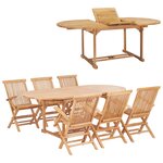 vidaXL Ensemble à manger d'extérieur 7Pièces 150-200x100x75cm Teck massif