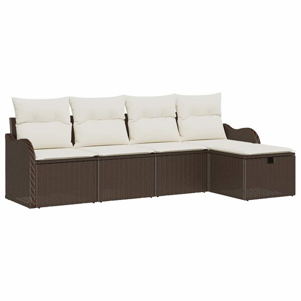 vidaXL Ensemble de canapé de jardin 5 Pièces Marron Poly rotin