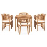 vidaXL Ensemble à Manger de jardin 7Pièces avec coussins bois teck solide