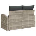 vidaXL Sofa de jardin 2 places gris clair en poly rotin avec coussins