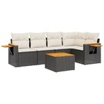 vidaXL Salon de jardin 6 Pièces avec coussins noir résine tressée