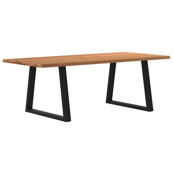 vidaXL Table à manger avec bord naturel 220x100x74cm bois massif chêne