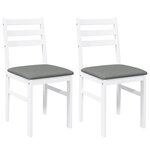 vidaXL Chaises à manger coussins 2 Pièces blanc bois massif caoutchouc