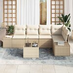 vidaXL Ensemble de canapé de jardin 6 Pièces Beige polyrotin