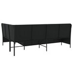 vidaXL Canapé de jardin et coussins en forme de L noir résine tressée