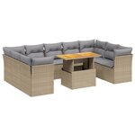 vidaXL Salon de jardin avec coussins 10 Pièces beige résine tressée