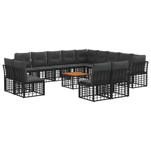 vidaXL Ensemble de canapés d'extérieur 14 pc Noir et Gris foncé