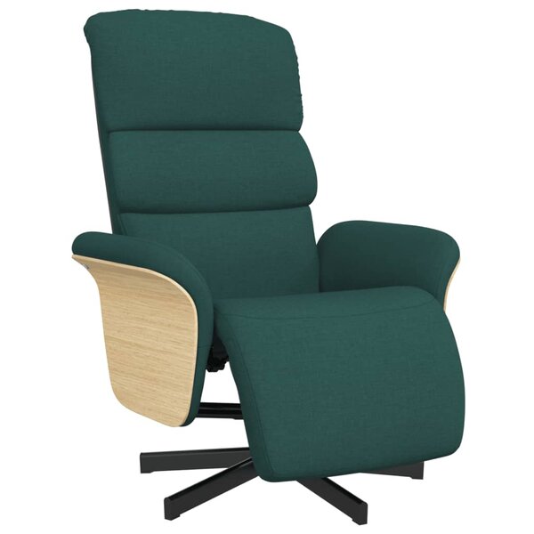 vidaXL Fauteuil inclinable avec repose-pieds vert foncé tissu