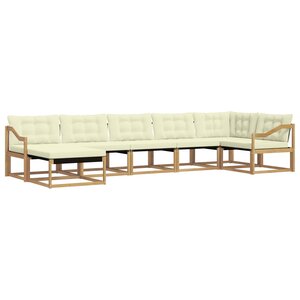 vidaXL Ensemble de canapés d'extérieur 7 Pièces Blanc et crème