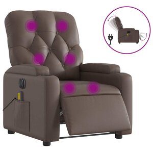 vidaXL Fauteuil de massage inclinable électrique marron similicuir