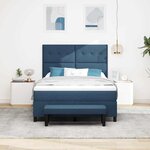 vidaXL Lit à ressorts avec matelas Bleu 140 x 200 cm tissu