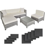 Tectake Salon bas de jardin AMY 5 places avec 2 sets de housses - gris clair