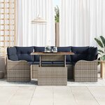 vidaXL Ensemble de canapé de jardin 7 Pièces gris et bleu marine