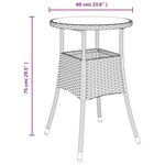 vidaXL Table de jardin Ø60x75 cm Verre trempé/résine tressée Marron