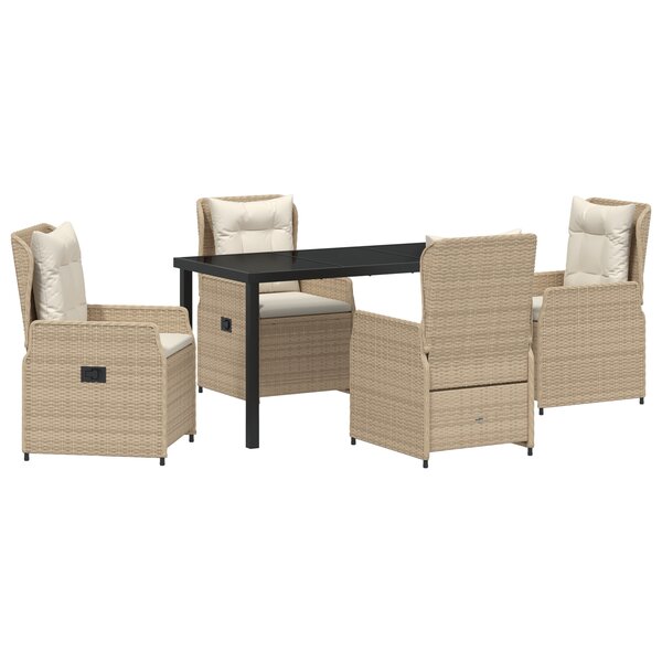 vidaXL Ensemble de salle à manger de jardin 5 pièces en poly rotin beige