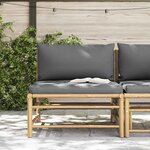 vidaXL Canapé de milieu de jardin avec coussins gris foncé Bambou