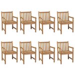 vidaXL Chaises de jardin lot de 8 avec coussins vert Bois teck solide