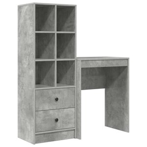 vidaXL Bureau avec tiroir avec étagère avec stockage 2 Pièces Gris béton