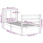 vidaXL Cadre de lit Blanc Bois de pin massif 75x190 cm Petit simple