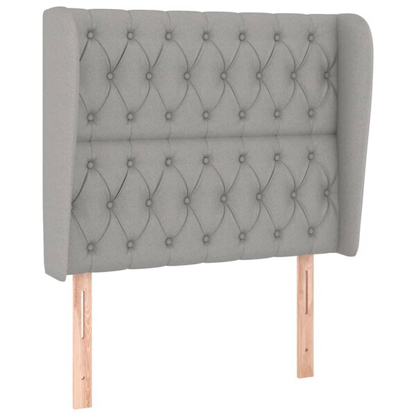 vidaXL Tête de lit avec oreilles Gris clair 93x23x118/128 cm Tissu