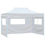 vidaXL Tente de réception pliable avec 3 parois 280x410x315 cm Acier Blanc