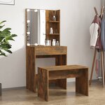 vidaXL Ensemble de coiffeuse avec LED Chêne fumé Bois d'ingénierie