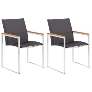 vidaXL Chaises de jardin lot de 2 Textilène et acier inoxydable Gris