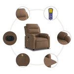 vidaXL Fauteuil inclinable de massage électrique marron tissu