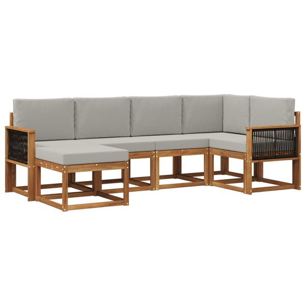 vidaXL Ensemble de canapés d'extérieur 6 Pièces Naturel et gris clair