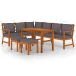 vidaXL Ensemble à manger de jardin coussins 7 Pièces Bois acacia