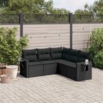 vidaXL Salon de jardin 5 Pièces avec coussins noir résine tressée