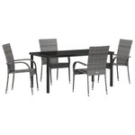 vidaXL Ensemble de repas de jardin 5 pièces - Rattan poly gris