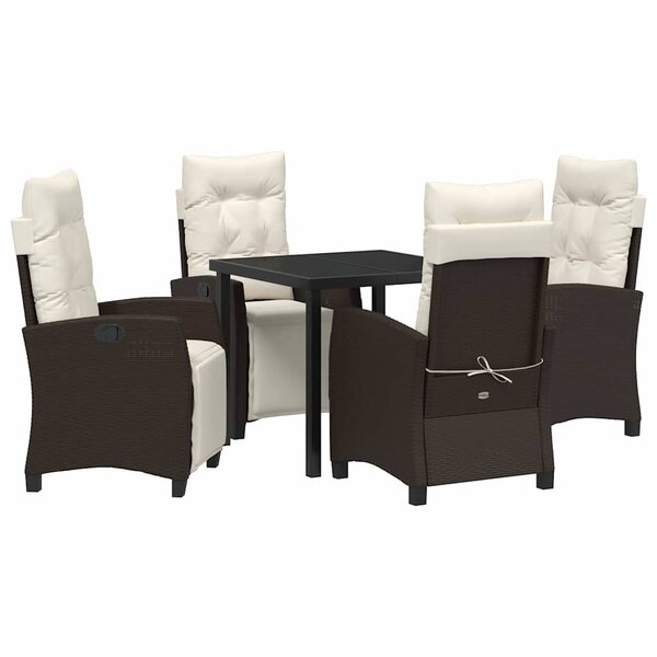 vidaXL Ensemble de salle à manger pour jardin 5 Pièces Marron polyrotin